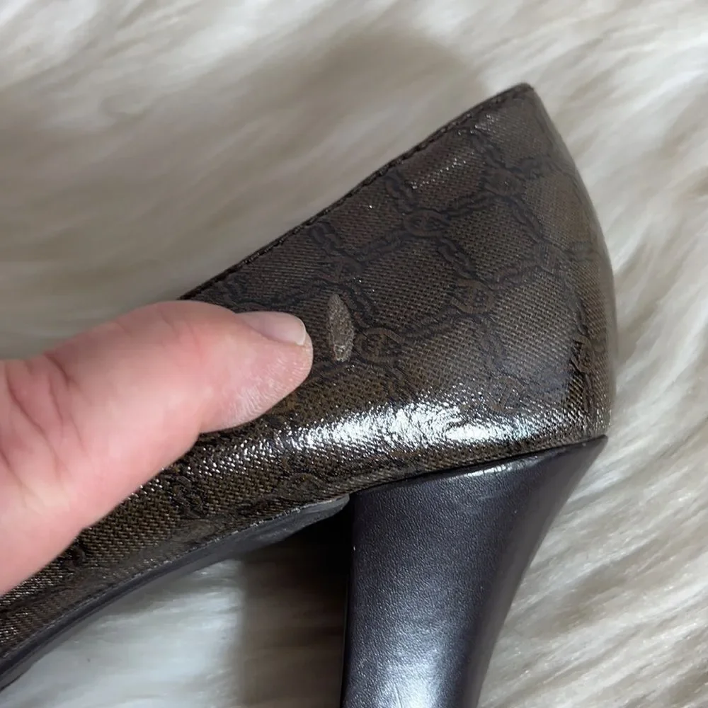 Etienne Aigner Margaux Signature Brown Heels‎ Sz 9